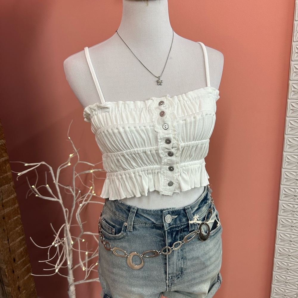 NEW! POL White Buttoned Crop Top